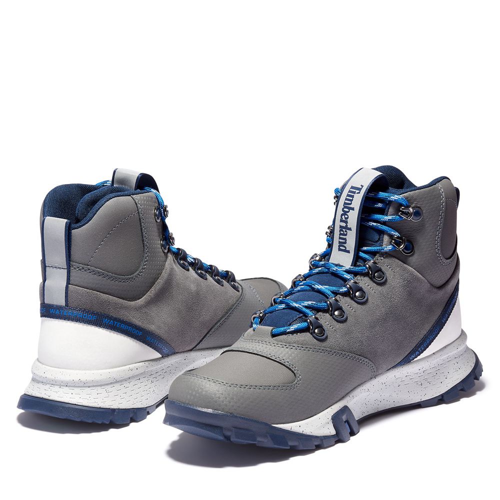 Timberland Mens Hiking Boots Garrison Trail Waterproof High - Grey/Blue - India IV1652807